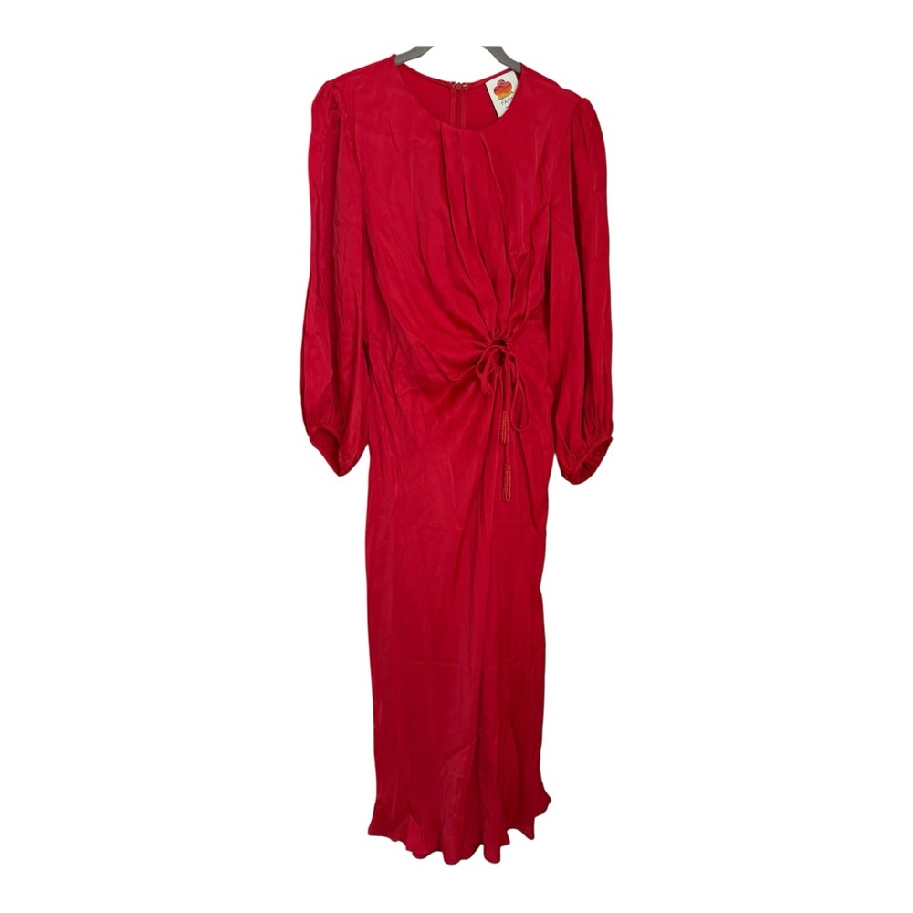 FARM Rio Vibrant Red Long-Sleeve Drawstring Midi Dress - Picture 2 of 6